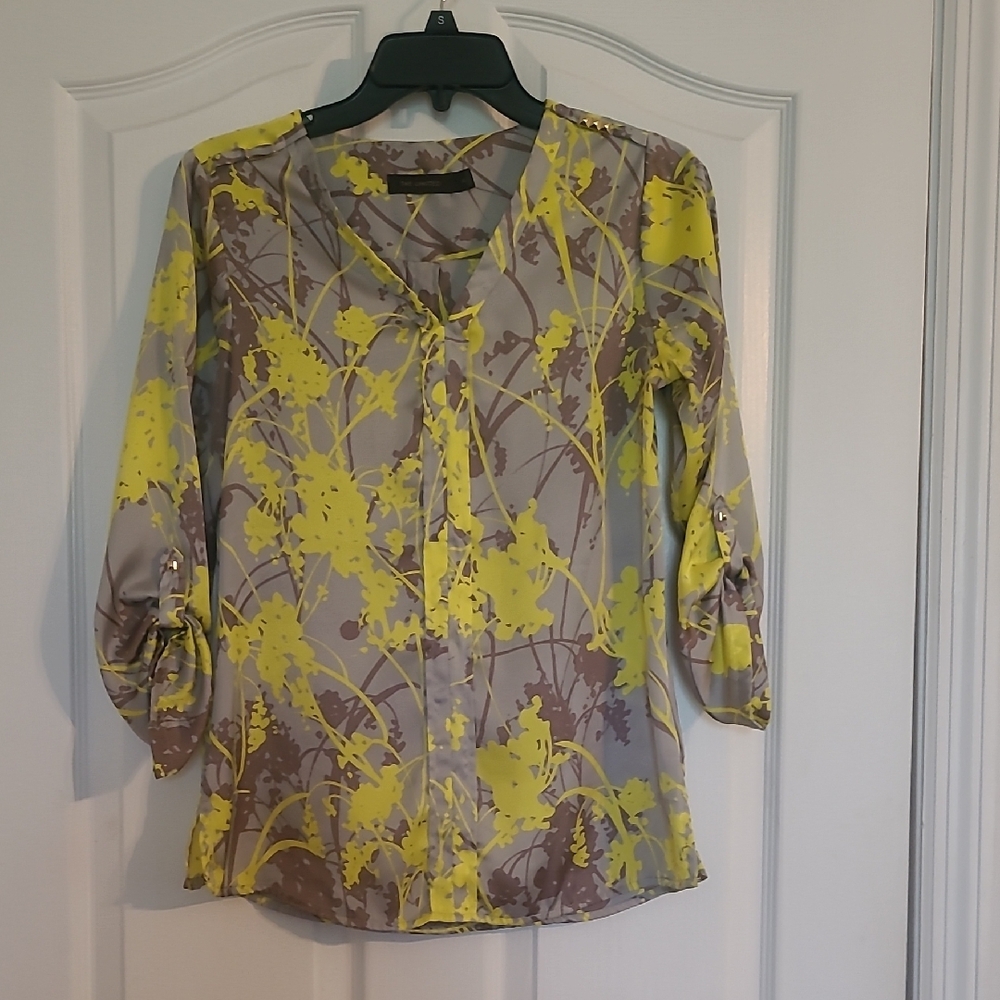 Floral Yellow and Gray Women's Top